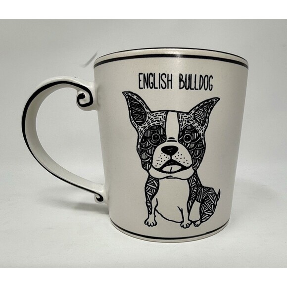 English Bulldog Spectrum Designz Coffee Cup Mug White Black Aqua - Picture 1 of 3